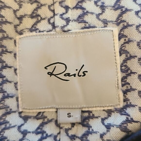 Rails x Anthropologie LILY YARN-DYED Jacquard Blue & White Plaid Top Size S - Picture 10 of 15